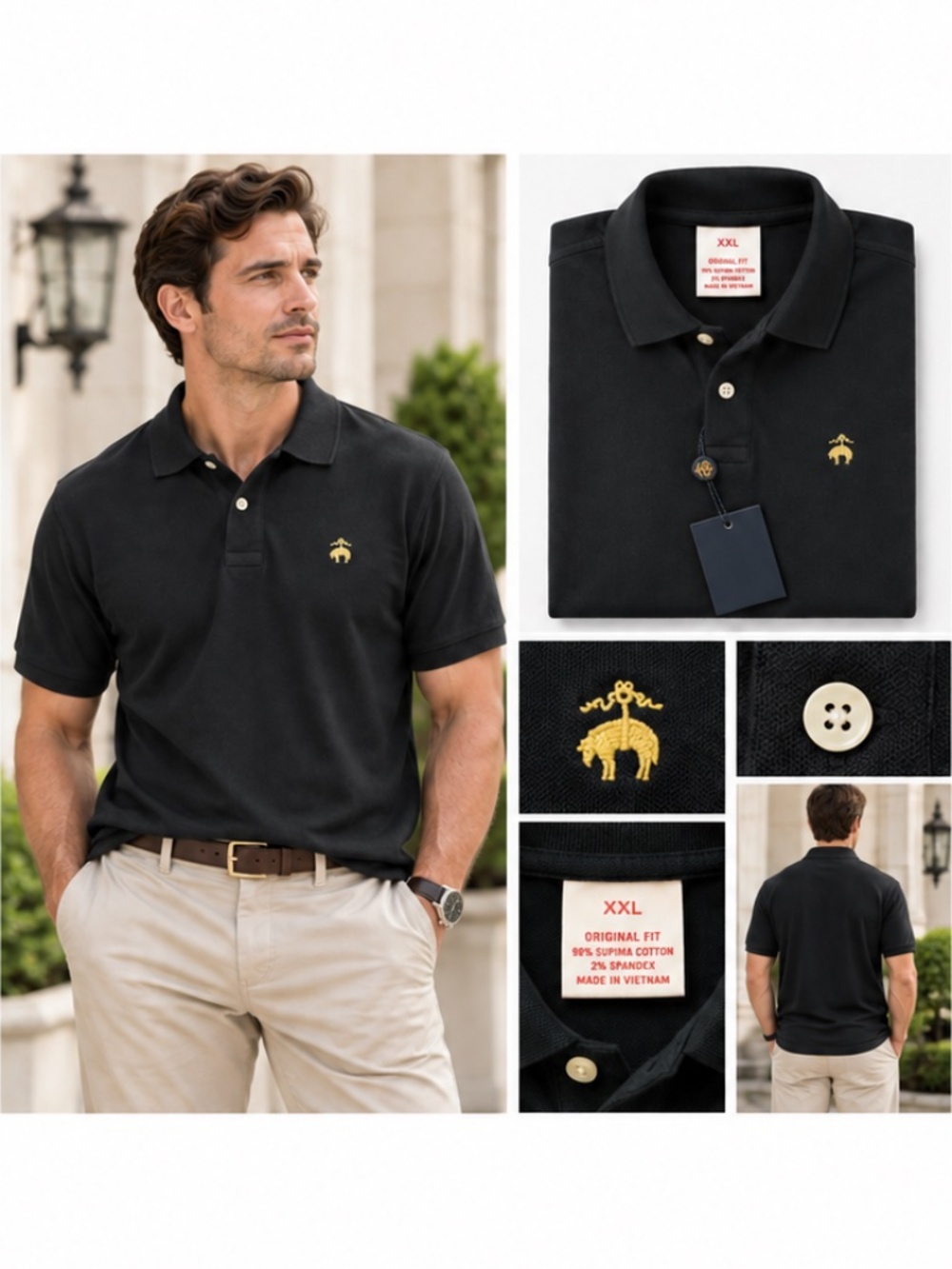 Brooks Brothers Men’s XXL Black Performance Polo Original Fit NWT